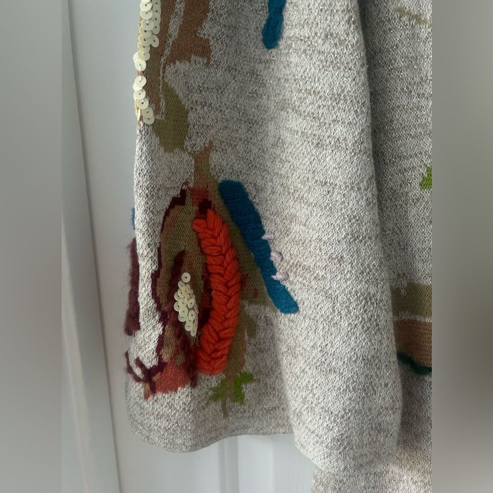 Anthropologie knitted and knotted petals swing dress sweater dress embroidered - Picture 9 of 12